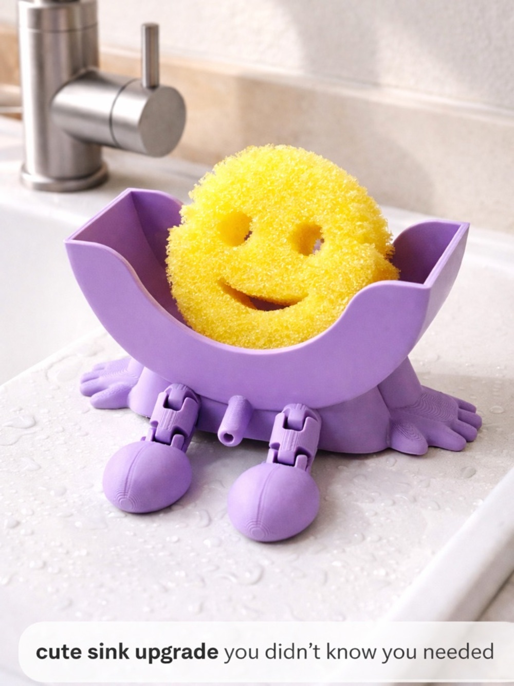Sponge Holder | Cute Kitchen Sink Organizer | 3D Printed | Choose Color